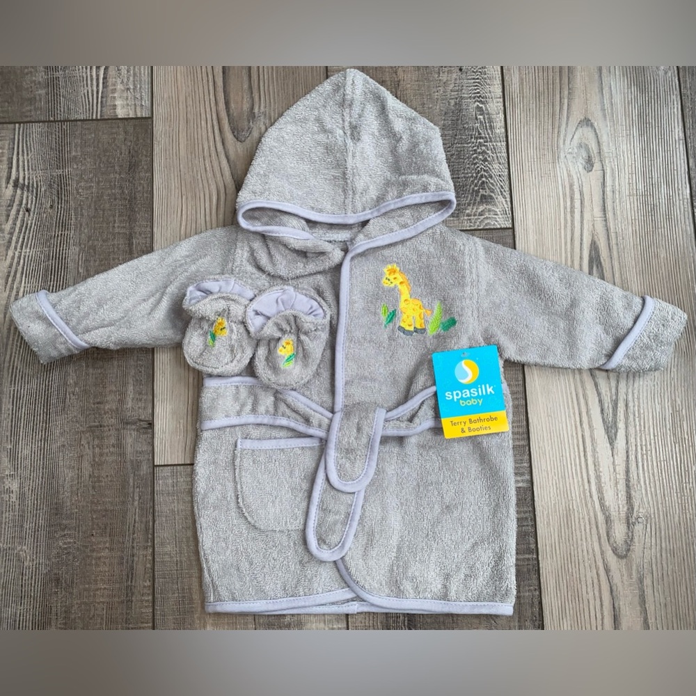 🛁 Spasilk 100% Cotton Hooded Terry Bath Bathrobe with Booties Baby Girl or Boy